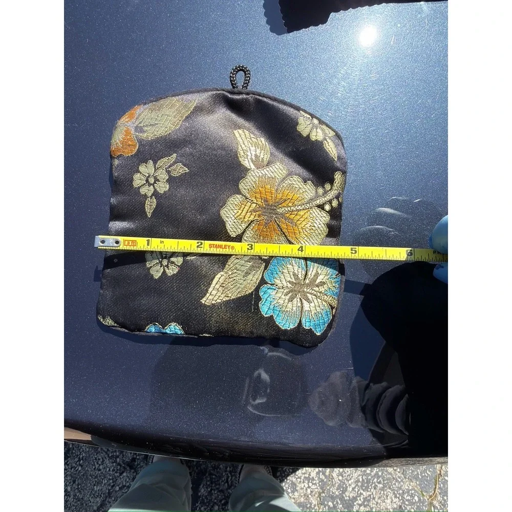 Honora Collection Floral Silk Jewelry Travel Pouch Zip & Drawstring